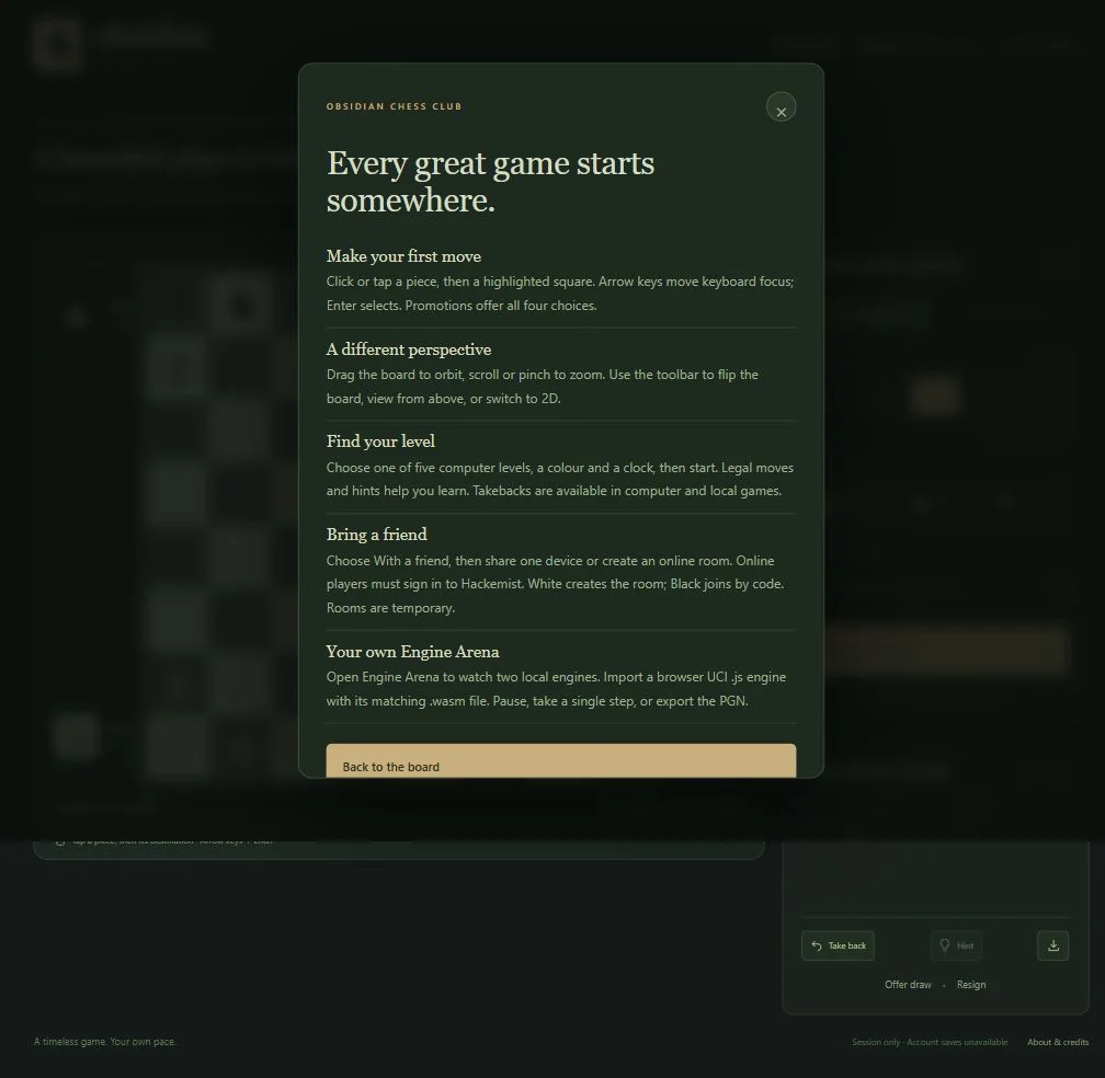 Landscape tablet view of the in-game guide to moves, camera controls, game modes and engine importing.